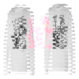Gnome Valentines Day Love Hearts Valentine Couple Plaid Long Sleeve T-Shirt - Monsterry