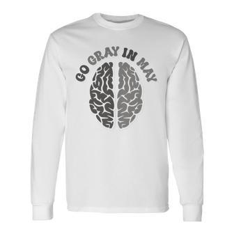 Go Gray In May Brain Cancer Awareness 2 Sides Front Back Long Sleeve T-Shirt | Mazezy