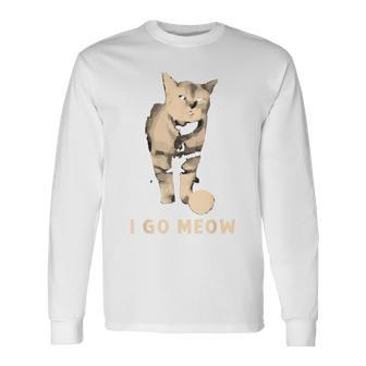 I Go Meow Cute Singing Cat Meme I Go Meow Cat Long Sleeve T-Shirt - Monsterry UK