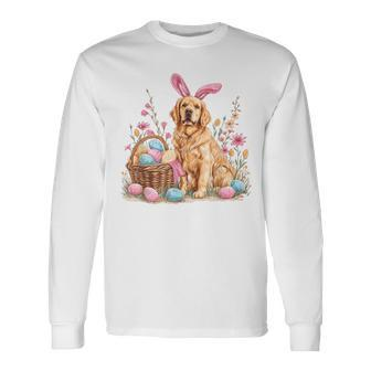 Golden Retriever Easter Golden Retriever Eggs Basket Bunny Long Sleeve T-Shirt - Seseable