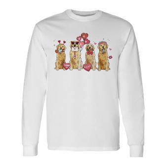 Golden Retriever Valentine's Day Hearts Cute Dog Mom Long Sleeve T-Shirt - Thegiftio