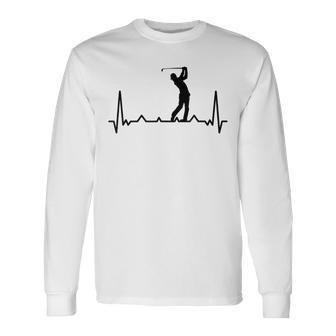 Golfspieler-Herzschlag-Motiv Langarmshirts, Weiß für Golffans - Seseable