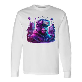 Gorilla Vr Gamer Tag Gorilla Monkey Vr Gamer Long Sleeve T-Shirt - Monsterry UK