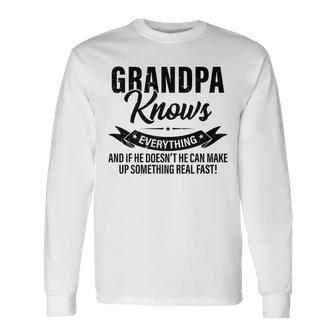 Grandpa Knows Everything Vintage Father's Day Grandpa Long Sleeve T-Shirt - Thegiftio UK