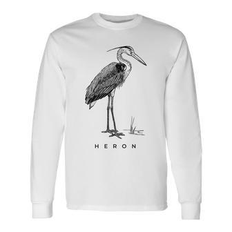 Great Blue Heron Bird Birdwatcher Long Sleeve T-Shirt - Monsterry UK