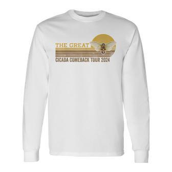 The Great Cicada Comeback Tour 2024 Insect Invasion Retro Long Sleeve T-Shirt - Seseable