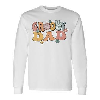 Groovy Dad Retro Father Matching Family 1St Birthday Party Long Sleeve T-Shirt - Seseable