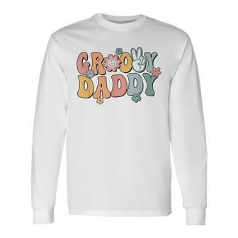 Groovy Daddy Retro Dad Matching Family 1St Birthday Party Long Sleeve T-Shirt | Mazezy CA