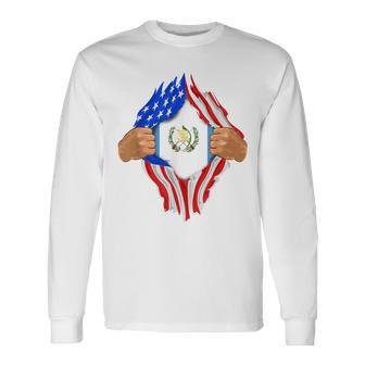 Guatemalan Blood Inside Me Guatemala Flag Long Sleeve T-Shirt - Monsterry