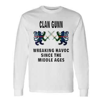 Gunn Scottish Tartan Scotland Family Clan Name Long Sleeve T-Shirt - Seseable