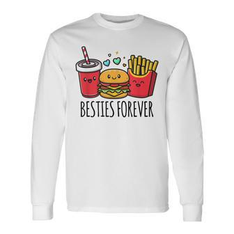 Hamburger French Fries Soda Bff Matching Best Friends Long Sleeve T-Shirt | Mazezy