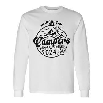 Happy Campers 2024 Friends Camping Adventures In Outdoors Long Sleeve T-Shirt - Thegiftio UK