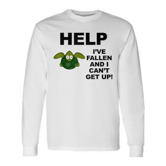 Help I've Fallen And I Can't Get Up Upside Down Turtle Long Sleeve T-Shirt - Monsterry UK