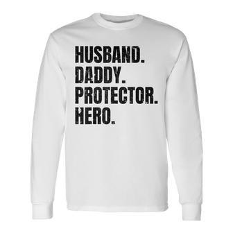 Herren Ehemann Papa Protector Hero Besterateratertag Langarmshirts - Geschenkecke