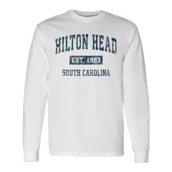 Hilton Head South Carolina Sc Vintage Sports Navy Long Sleeve T-Shirt - Monsterry AU