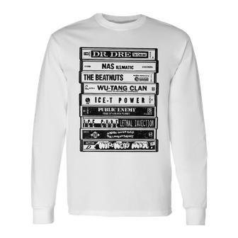 Hip Hop Artists Cassettes De Rap Old School Camiseta de manga larga - Regaloses