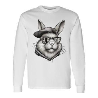 Hip Hop Bunny Face Sunglasses Easter Hippity Rabbit Long Sleeve T-Shirt - Seseable