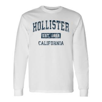 Hollister California Ca Vintage Sports Navy Print Long Sleeve T-Shirt - Monsterry AU
