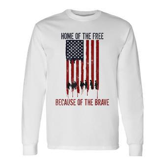 Home Of The Free Because Of The Brave Veteran Long Sleeve T-Shirt - Monsterry UK