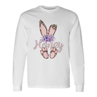 Honey Easter Bunny-Cheetah Leopard Print-Mother's Day Long Sleeve T-Shirt - Monsterry AU