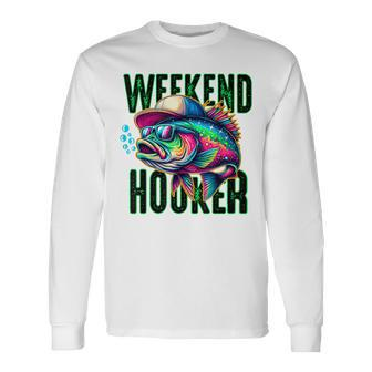 Weekend Hooker Tie Dye Bass Fish Dad Fishing Mens Long Sleeve T-Shirt | Mazezy UK
