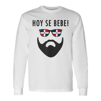 Hoy Se Bebe Dominican Republic Flag Beard Long Sleeve T-Shirt - Monsterry DE