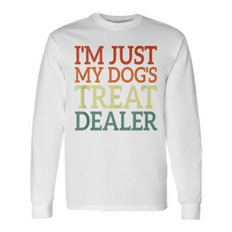 I'm Just My Dog's Treat Dealer Retro Vintage Dog Lover Long Sleeve T-Shirt | Mazezy UK