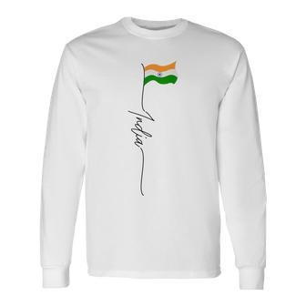 India Indian Flag Indian Pride India Vintage Patriotic Long Sleeve T-Shirt - Monsterry UK