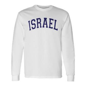 Israel Varsity Style Navy Blue Text Long Sleeve T-Shirt - Monsterry AU