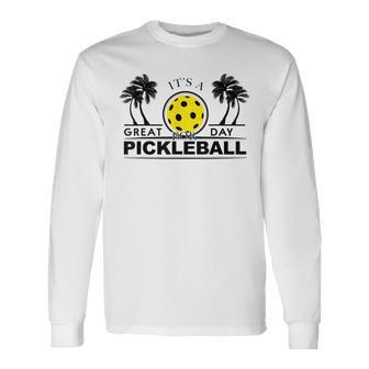 It's A Great Day For Pickleball Palm Trees Sunrise Long Sleeve T-Shirt - Monsterry UK