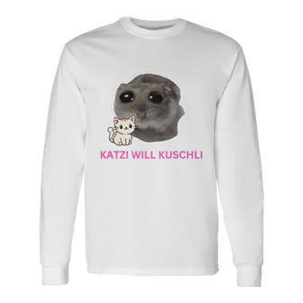 Katzi Will Kuschli Sad Hamster Meme Langarmshirts - Seseable