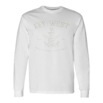 Key West Fl Rebel Pirate Boating Scuba Fishing Gear Long Sleeve T-Shirt - Monsterry UK