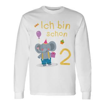 Kinder Ich Bin 2 Jahre Alt Elefant 2Nd Birthday Langarmshirts - Seseable