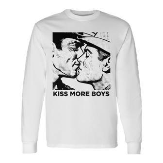 Kiss More Boys Gay Cowboys Kissing For Gay Pride Long Sleeve T-Shirt - Seseable