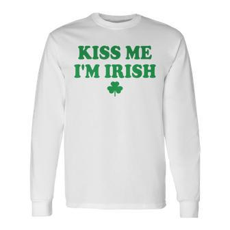 Kiss Me I'm Irish Saint Patrick Day Long Sleeve T-Shirt - Thegiftio UK