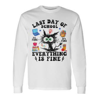 Last Day Of School-End Of School Year-I Survived Cat Long Sleeve T-Shirt | Mazezy