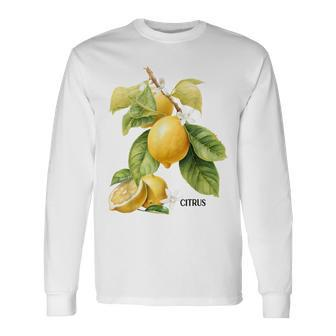 Lemon Fruit Citrus Botanical Cottagecore Aesthetic Gardening Long Sleeve T-Shirt - Monsterry