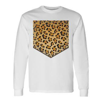Leopard Print Pocket Cool Animal Lover Cheetah Long Sleeve T-Shirt - Monsterry UK