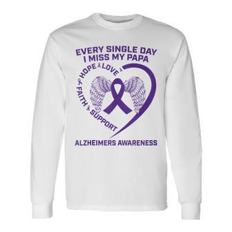 Lila Schleife Flügel Alzheimers Awareness In Memory Of Papa Langarmshirts - Geschenkecke