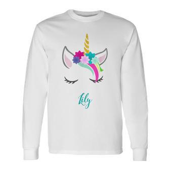 Lily Name Personalised Unicorn Long Sleeve T-Shirt - Seseable