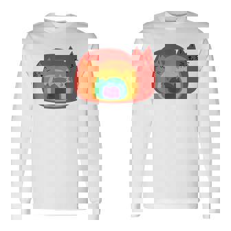 Lindo Gato Arco Iris Adorable Camiseta de manga larga - Regaloses