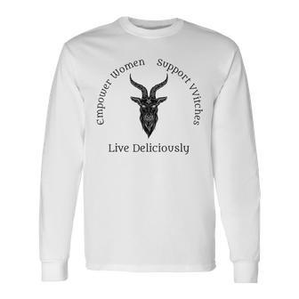 Live Deliciously Pagan Occult Witch Dark Text Long Sleeve T-Shirt - Monsterry UK