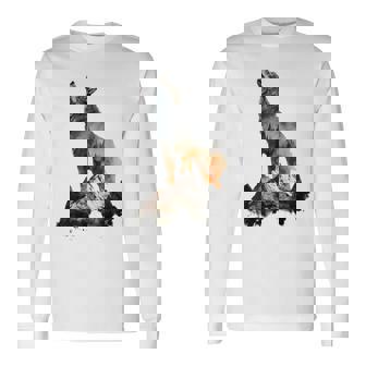 Lobo Aulla Montañas Naturaleza Animal Arte Animal Amantes Lobo Camiseta de manga larga - Regaloses