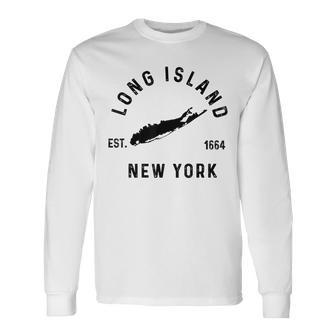 Long Island Ny Souvenir Native Long Islander Map Nyc Long Sleeve T-Shirt - Monsterry CA