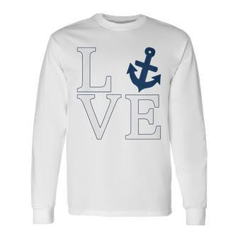 Love Anchor Simple Nautical With Anchor Love Long Sleeve T-Shirt - Thegiftio UK