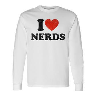 I Love Nerds Outfit Girls I Heart Nerds Long Sleeve T-Shirt - Monsterry