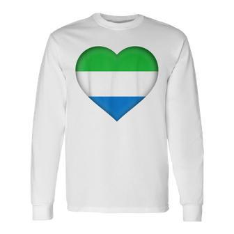 I Love Sierra Leone Sierra Leonean Flag Heart Outfit Long Sleeve T-Shirt - Monsterry