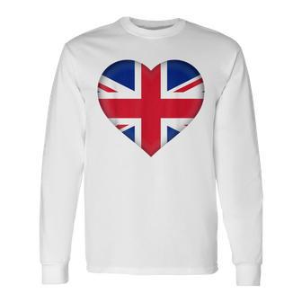 I Love United Kingdom Uk British Flag Heart Outfit Long Sleeve T-Shirt - Monsterry AU