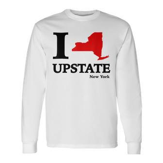 I Love Upstate Ny New York Heart Map Long Sleeve T-Shirt - Monsterry