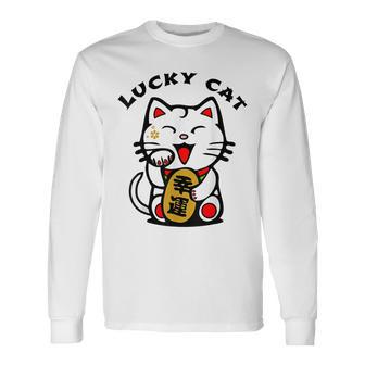 Lucky Cat Maneki-Neko Japanese Good Luck Feng Shui Cute Long Sleeve T-Shirt - Monsterry DE